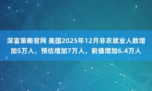 深富策略官网 美国2025年12月非农就业人数增加5万人，预估增加7万人，前值增加6.4万人